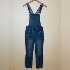 Madewell Overalls Size S Skinny Blue Stretch Denim Side Zip Fray Hem Farmer